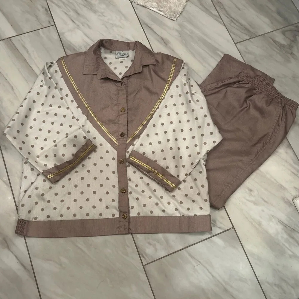 VTG Park Place Embellished Windbreaker Suit Track Jacket With Pants Size XL